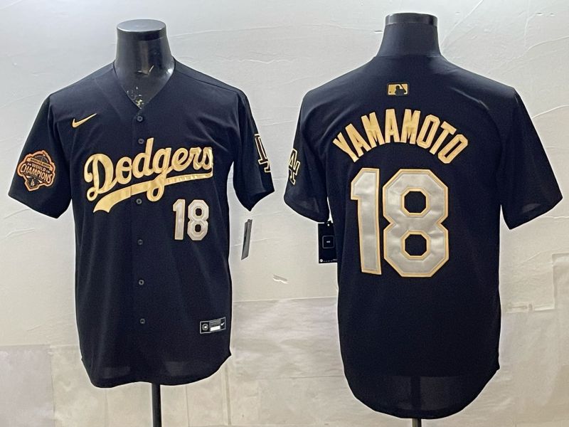 Men 2026 Nike Los Angeles Dodgers #18 Yamamoto Black Game MLB Jersey 026